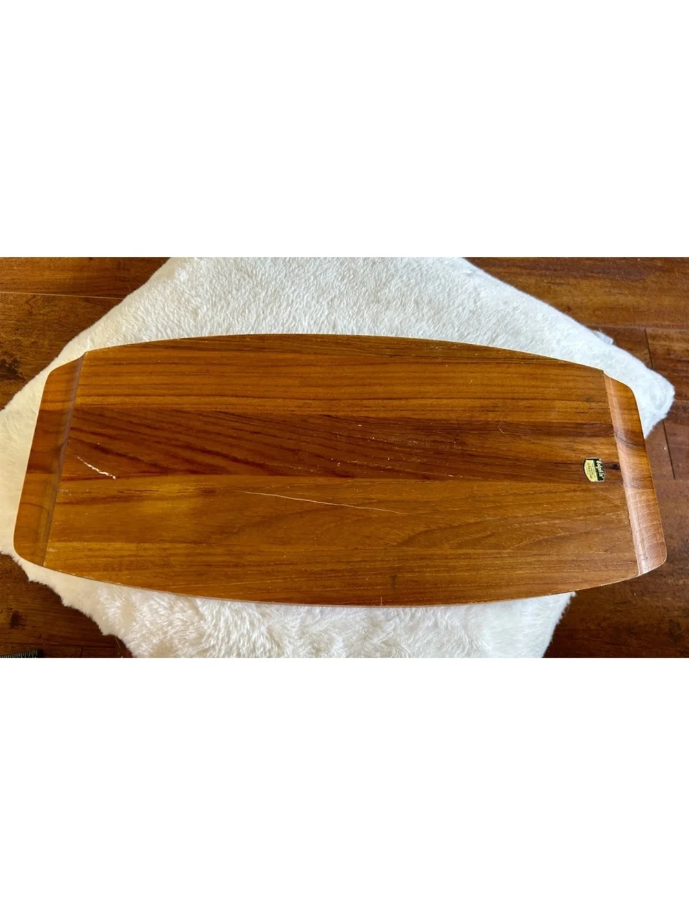 Dolphin Genuine Teakwood Serving Tray with Blue Floral Ceramic Inlay
